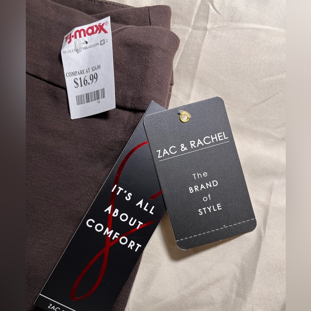 Zac and Rachel brand chocolate stretch trousers pants, size large
